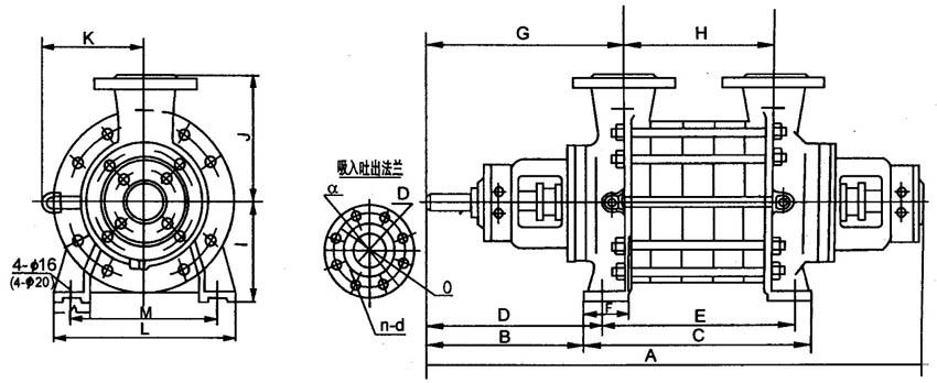 2.5GC-3.5、4GCGC型臥式多級離心泵外型尺寸圖